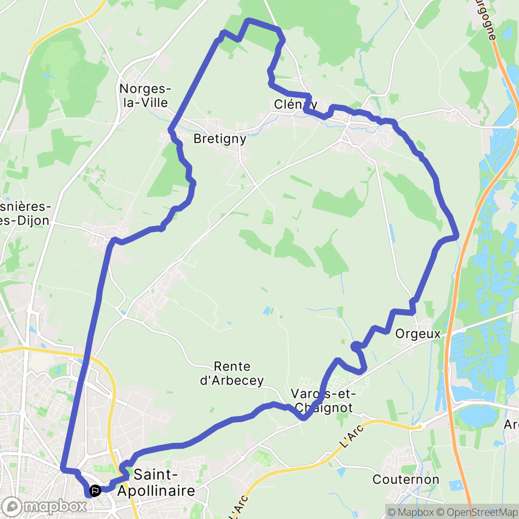 Dijon : carte du parcours de randonnée - France