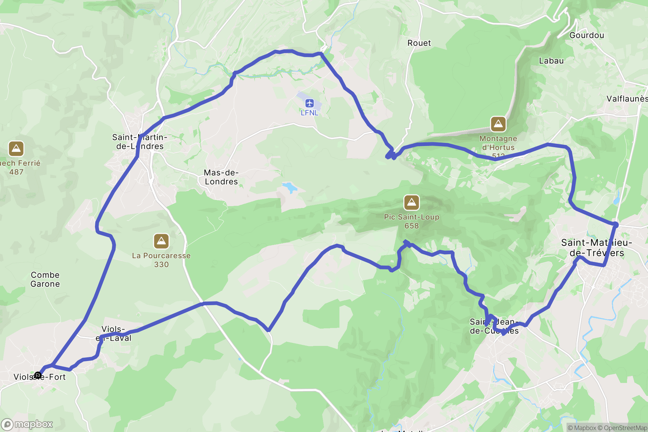 Viols-le-Fort : carte du parcours de randonnée - France