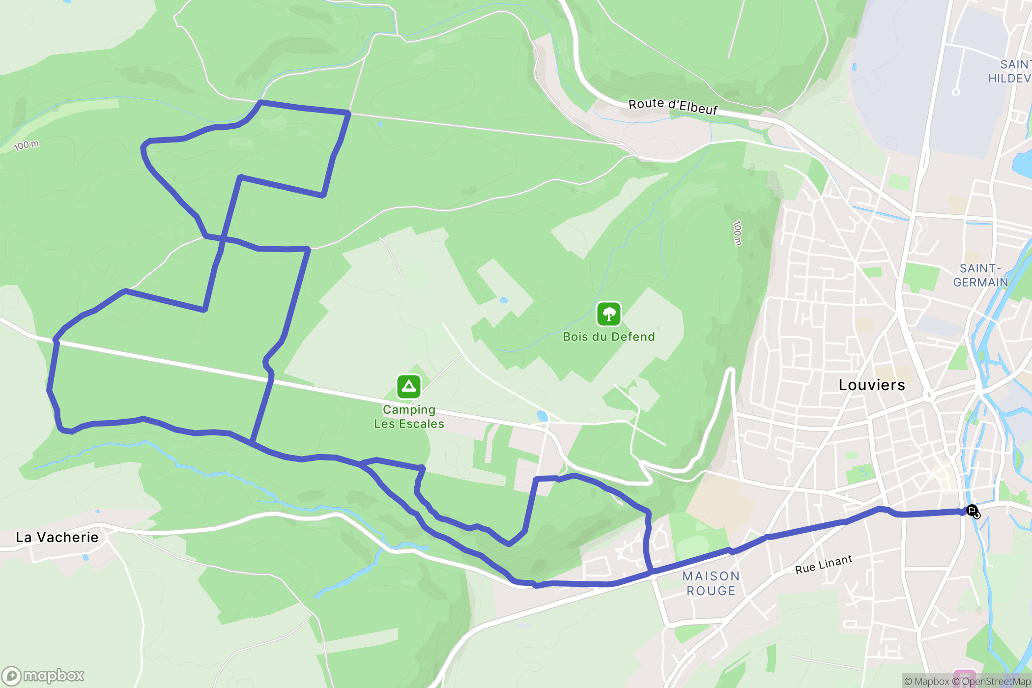 Louviers : carte du parcours de randonnée - France