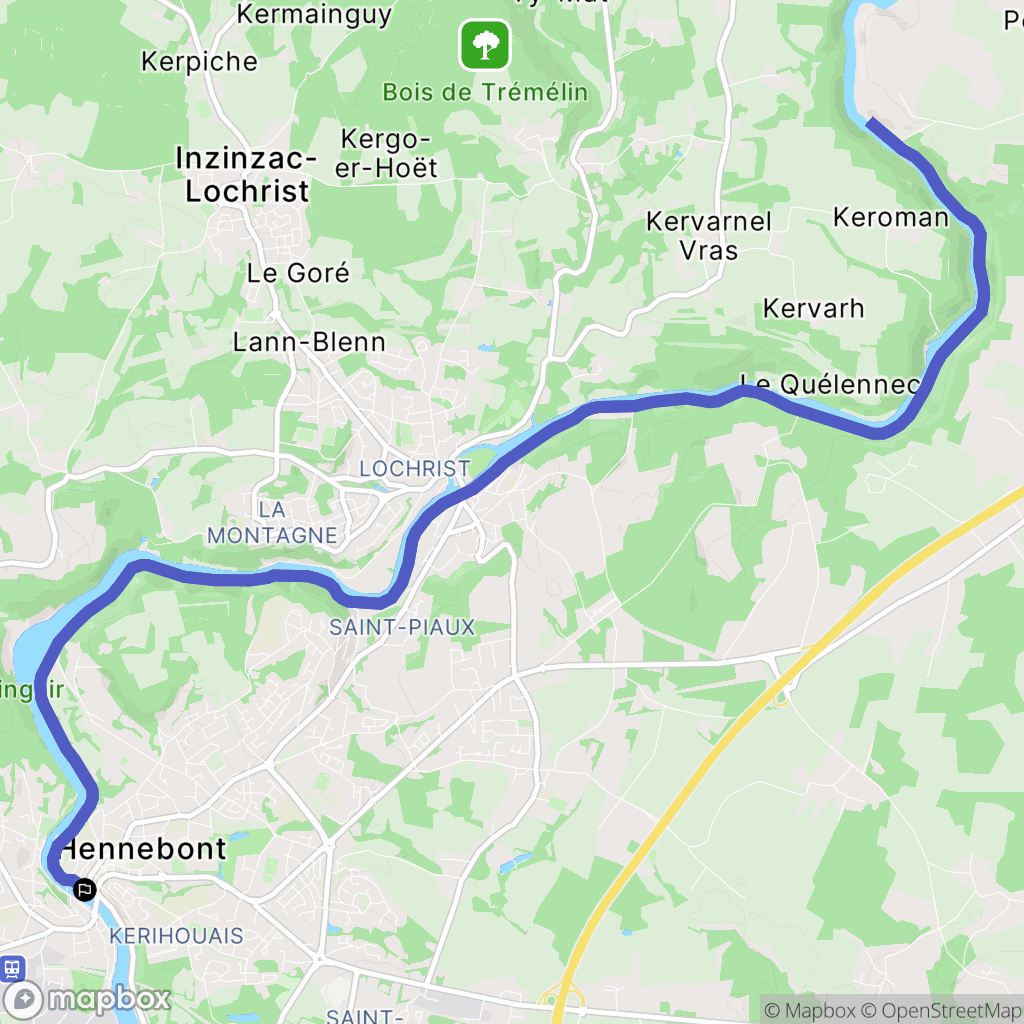 Hennebont : carte du parcours de randonnée - France