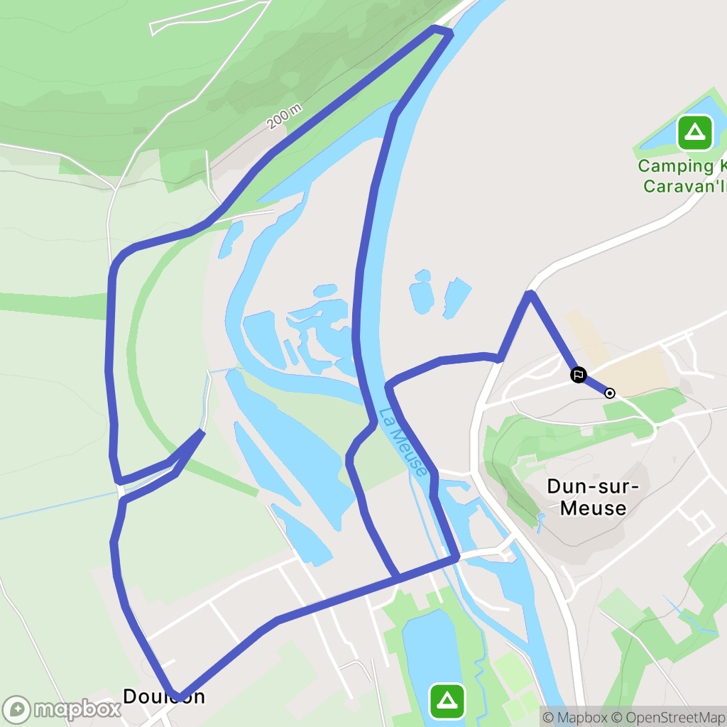 Dun-sur-Meuse : carte du parcours de randonnée - France