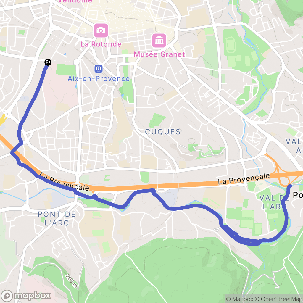 Aix-en-Provence : carte du parcours de randonnée - France