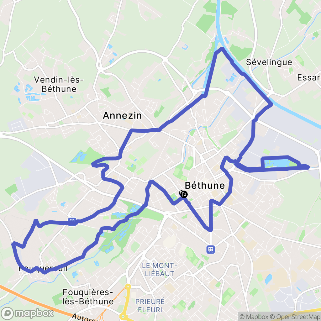 Béthune : carte du parcours de randonnée - France