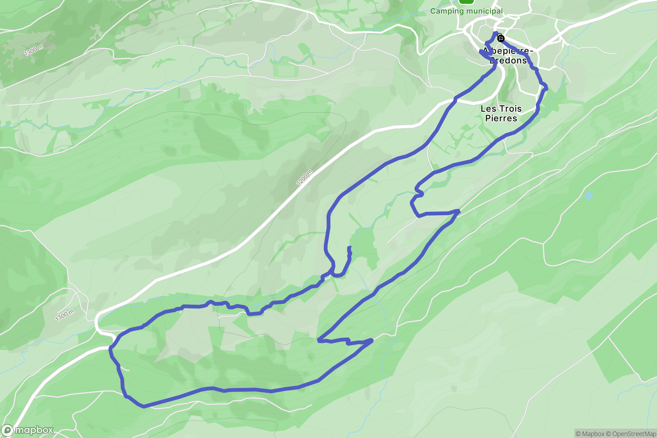 Albepierre-Bredons : carte du parcours de randonnée - France