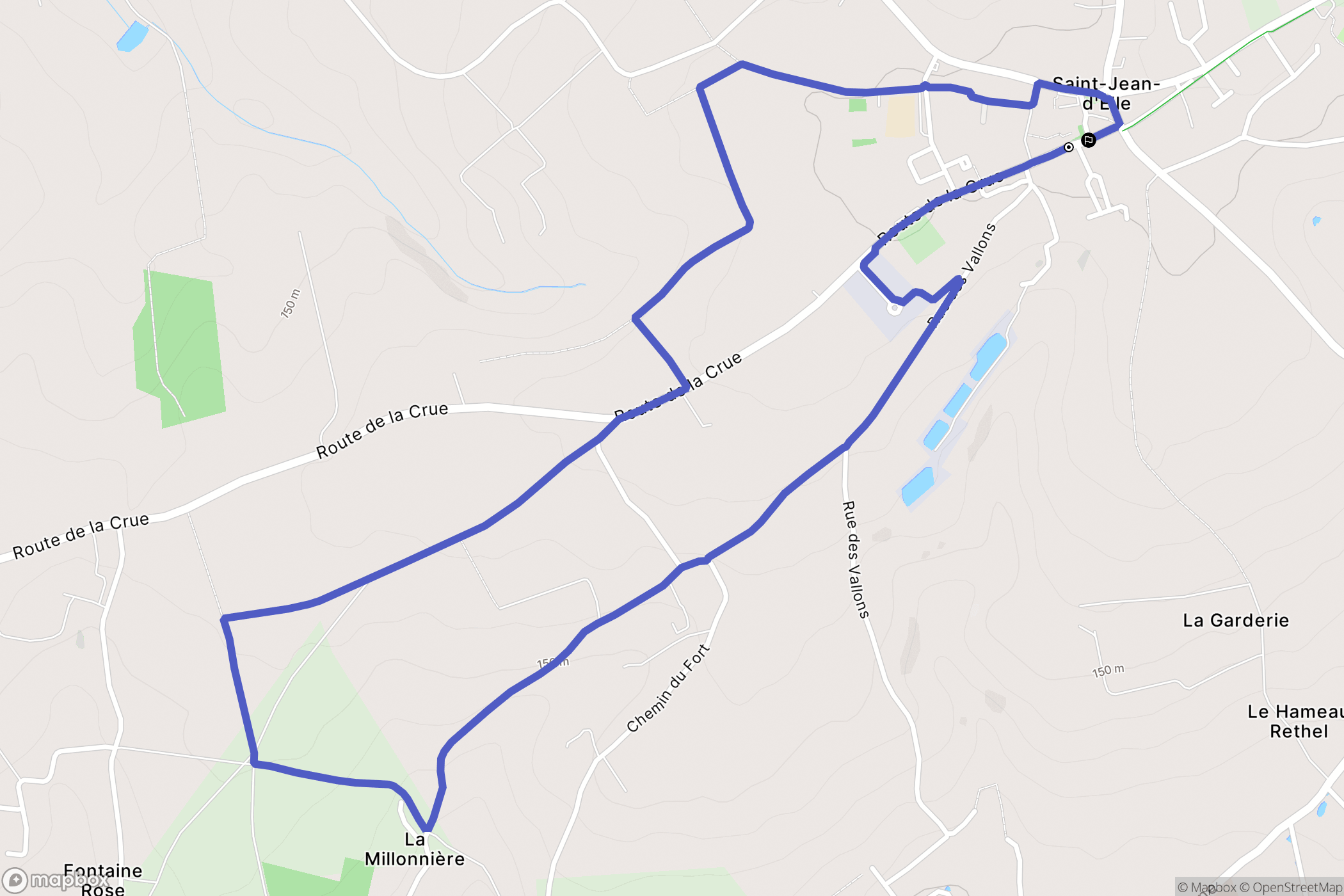 Saint-Jean-d'Elle : carte du parcours de randonnée - France