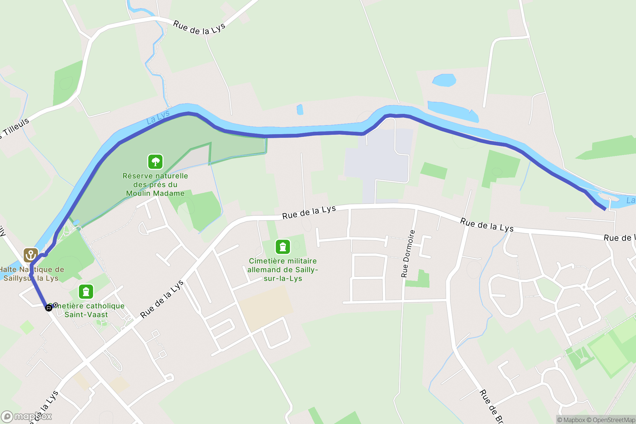 Sailly-sur-la-Lys : carte du parcours de randonnée - France