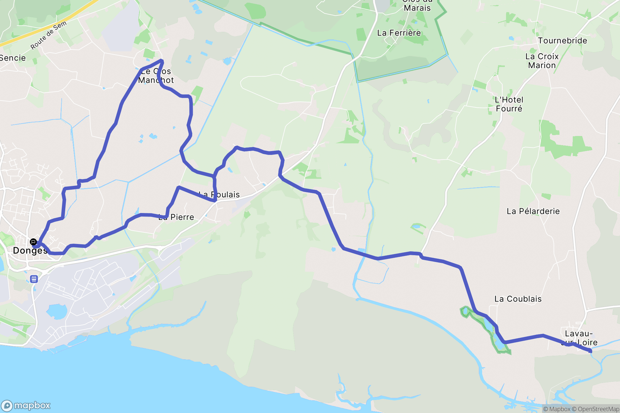 Donges : carte du parcours de randonnée - France