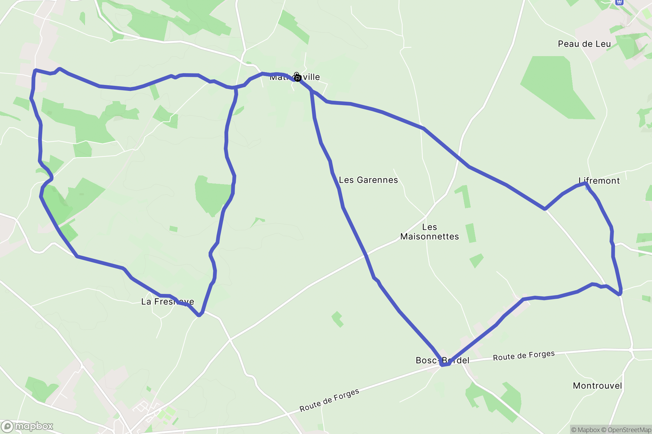 Mathonville : carte du parcours de randonnée - France