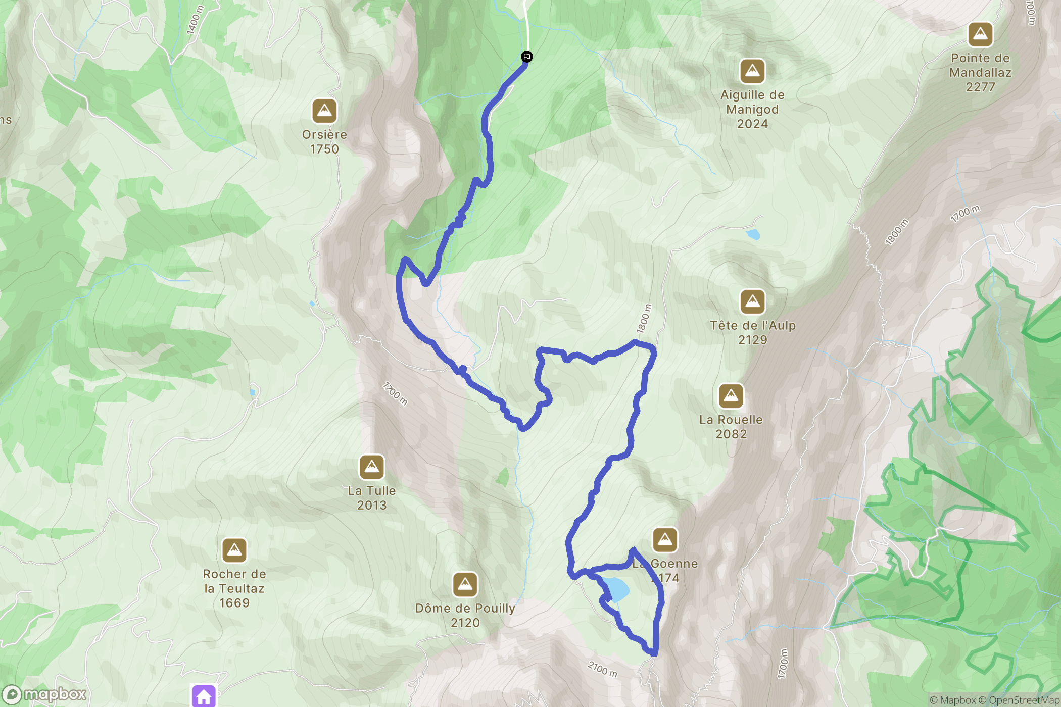 Manigod : carte du parcours de randonnée - France