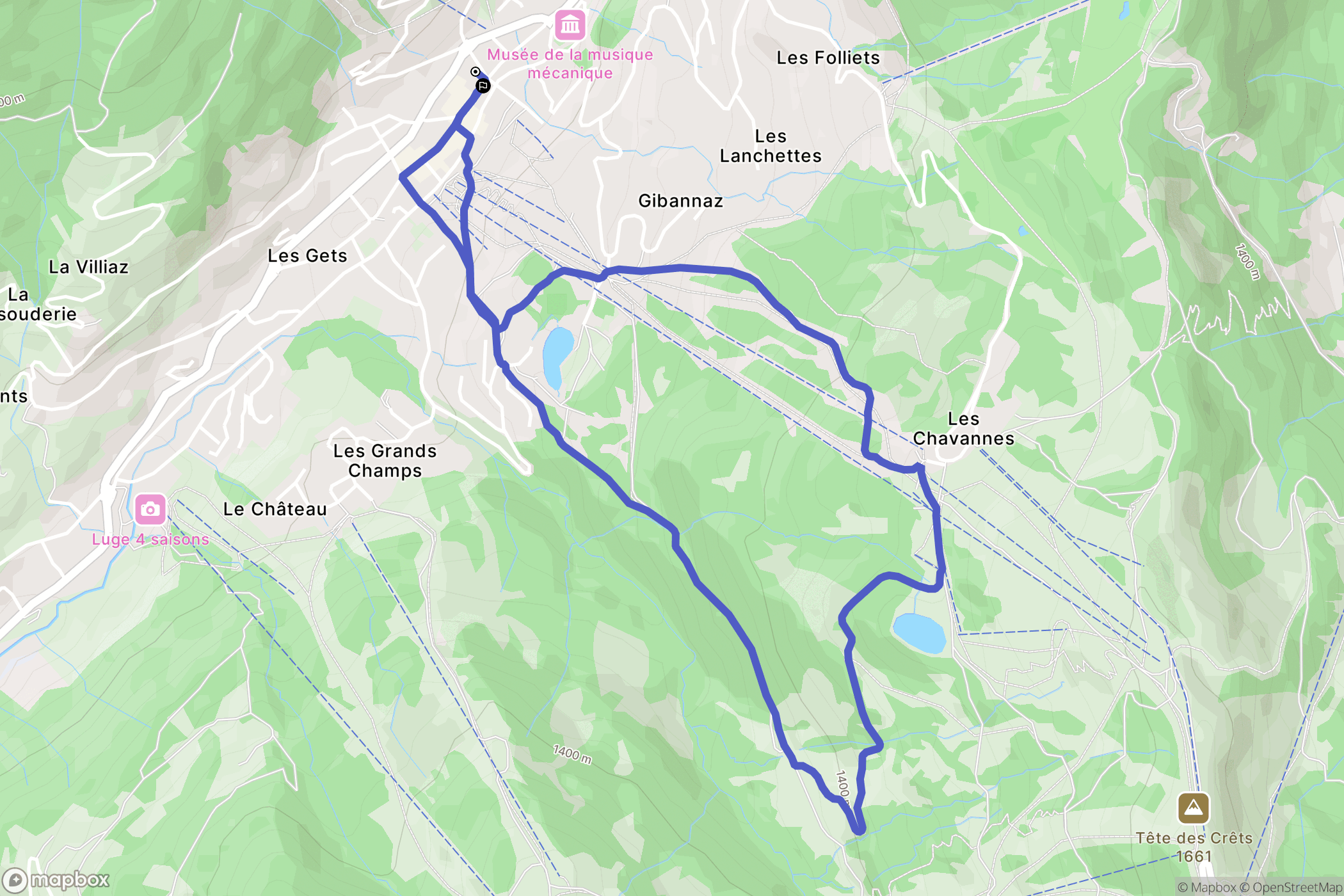 Les Gets : carte du parcours de randonnée - France