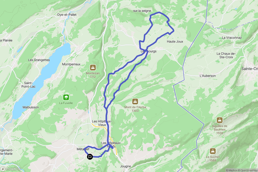 Métabief : carte du parcours de randonnée - France