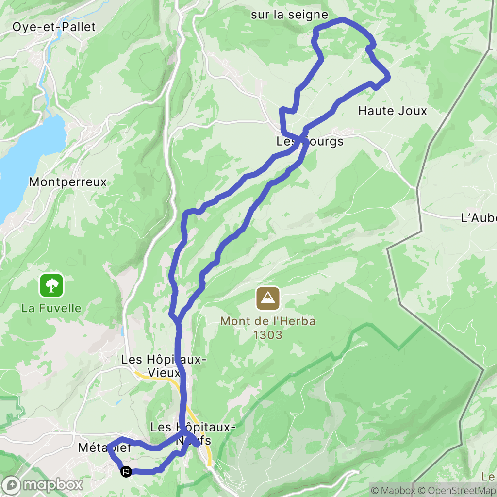Métabief : carte du parcours de randonnée - France