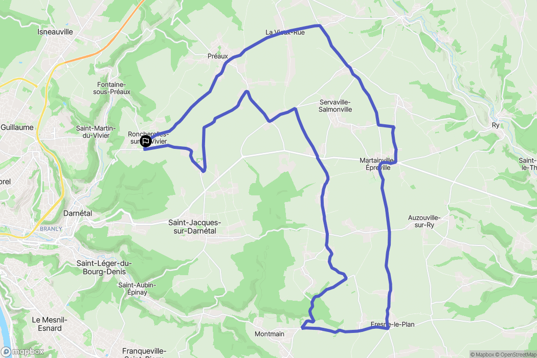 Roncherolles-sur-le-Vivier : carte du parcours de randonnée - France