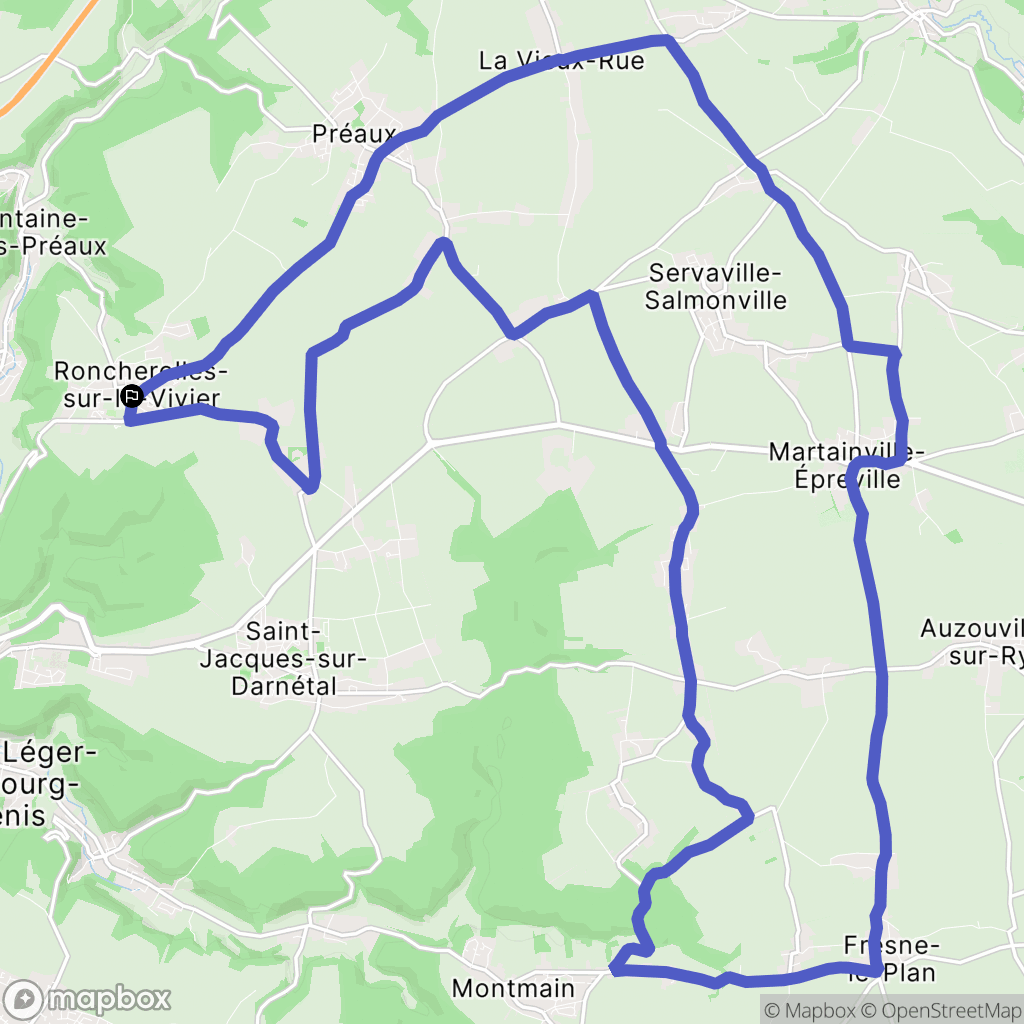 Roncherolles-sur-le-Vivier : carte du parcours de randonnée - France