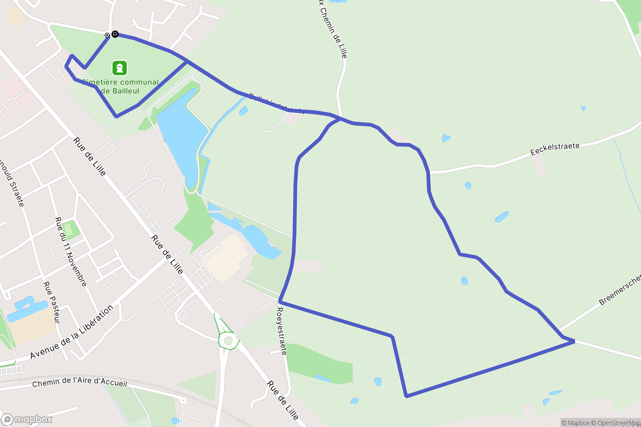 Bailleul : carte du parcours de randonnée - France