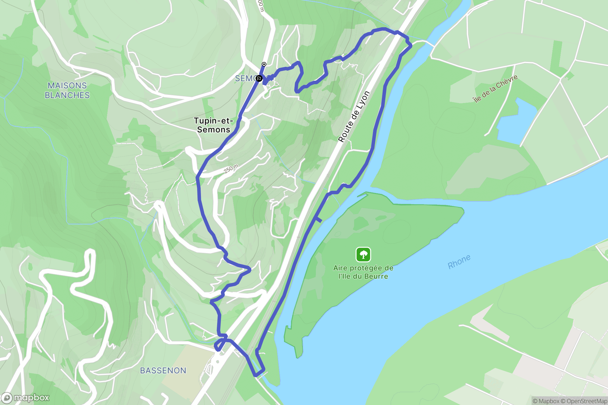 Tupin-et-Semons : carte du parcours de randonnée - France