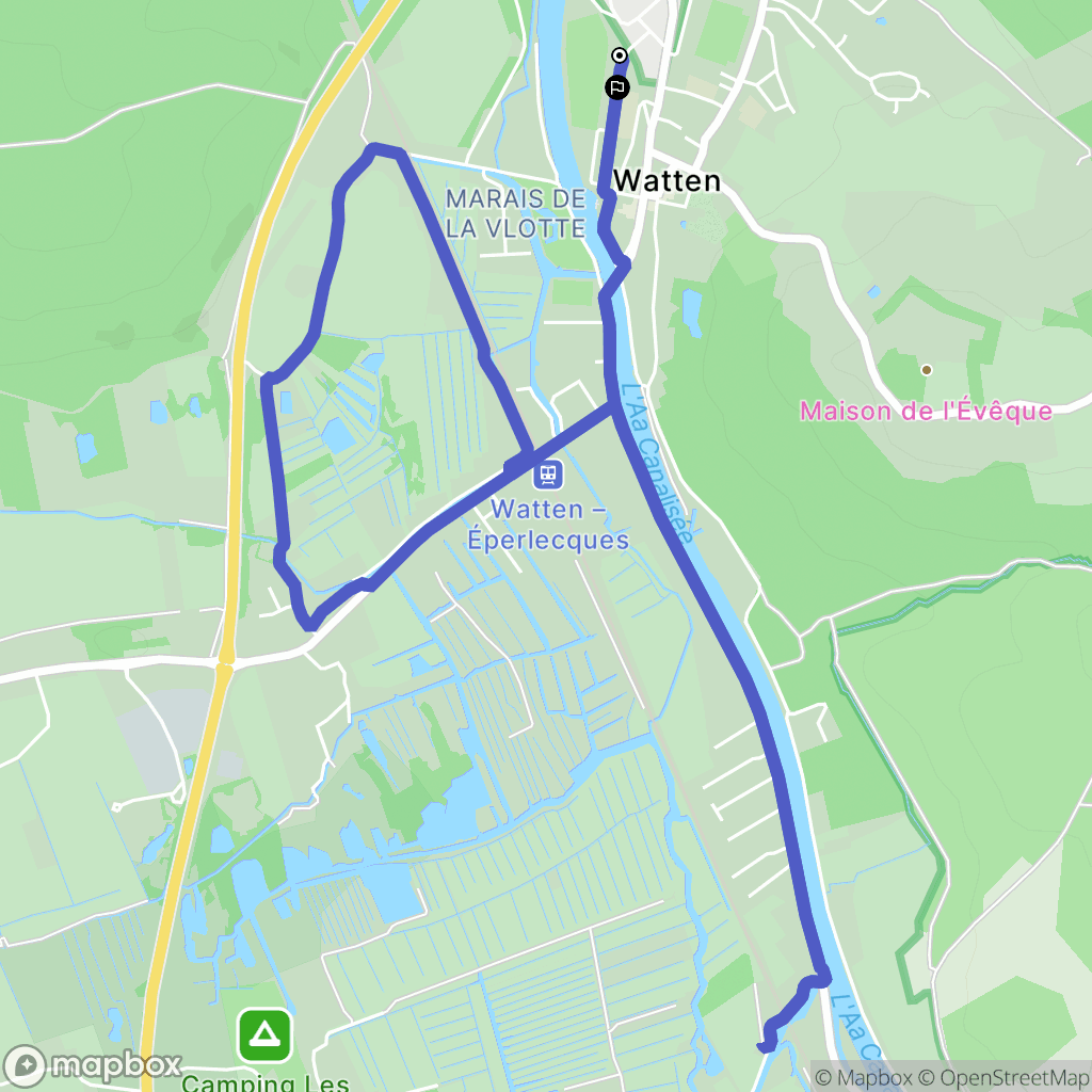 Watten : carte du parcours de randonnée - France