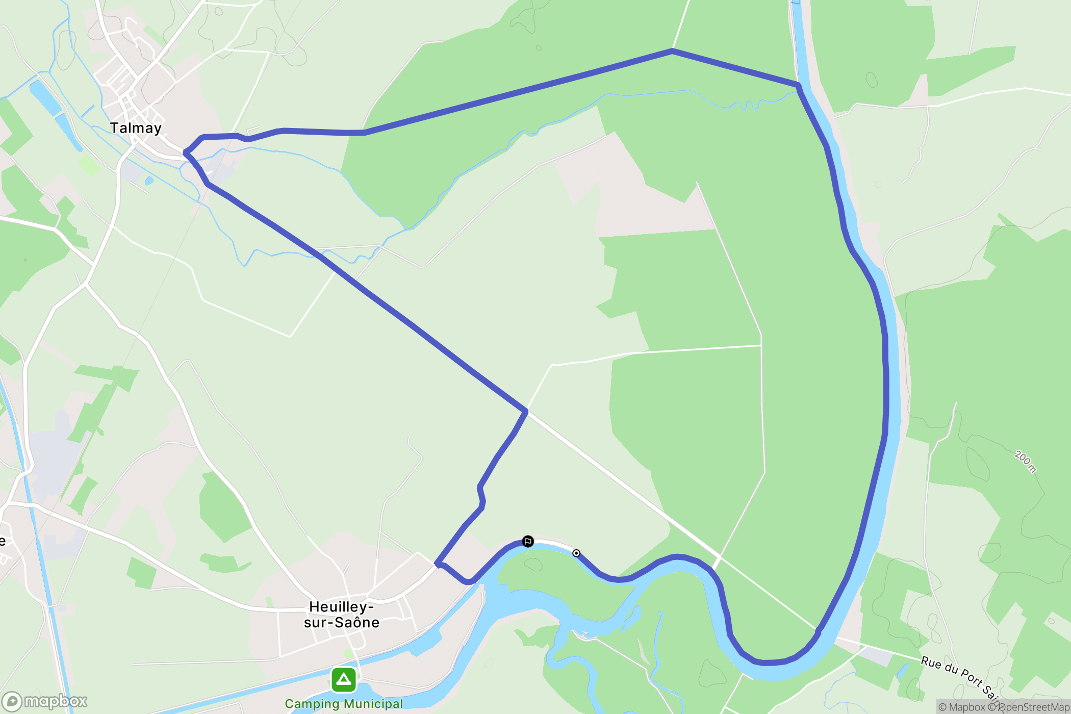 Heuilley-sur-Saône : carte du parcours de randonnée - France