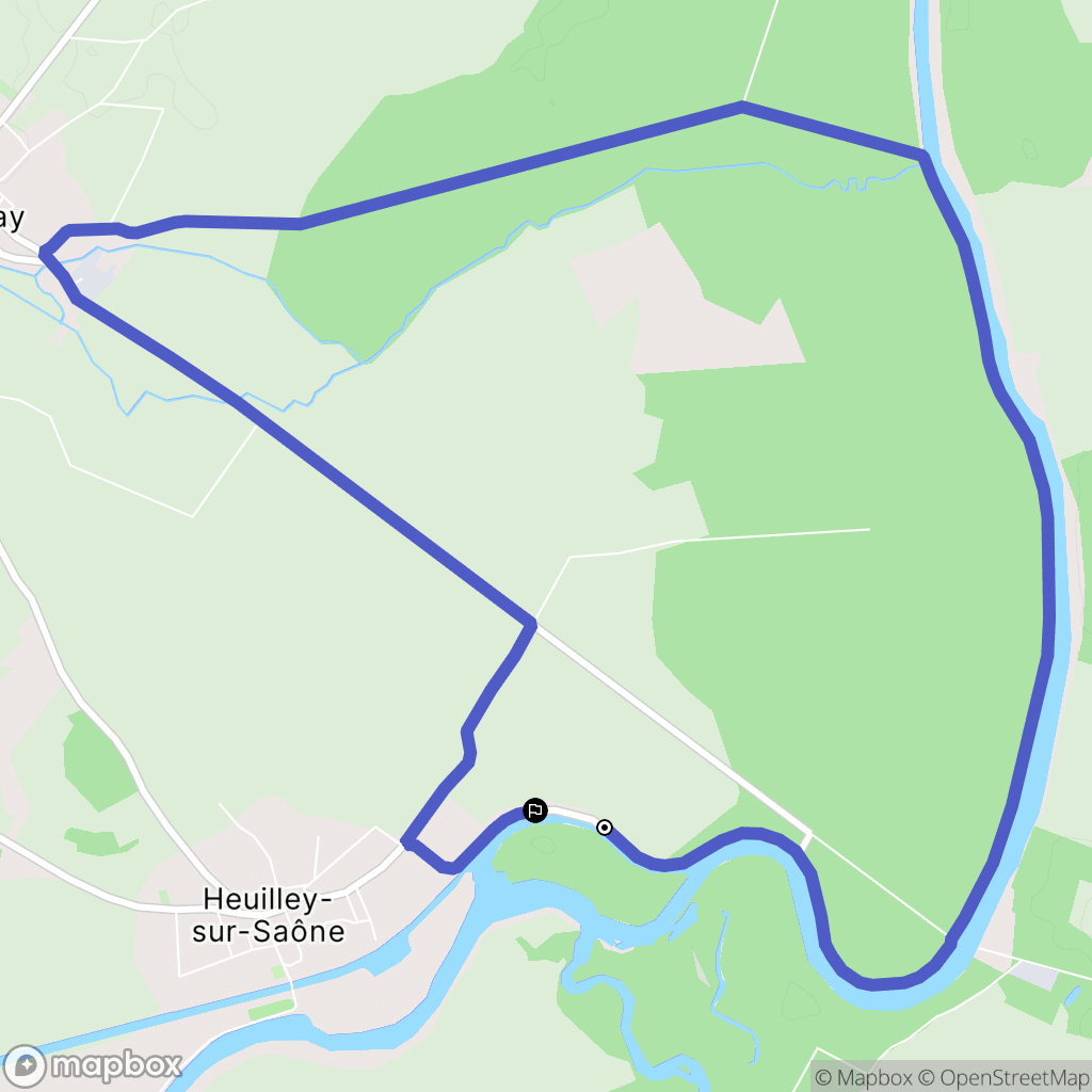 Heuilley-sur-Saône : carte du parcours de randonnée - France
