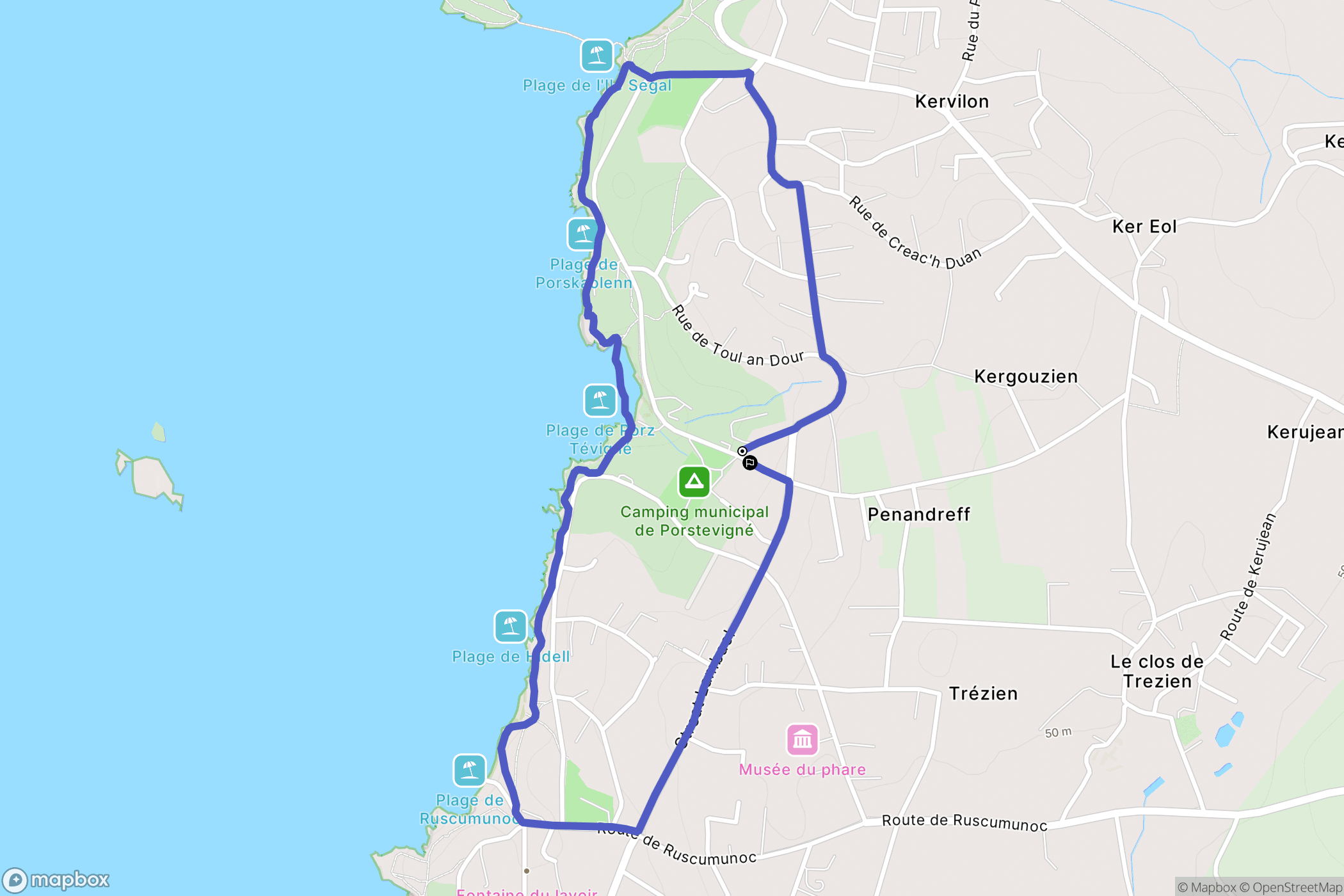 Plouarzel : carte du parcours de randonnée - France