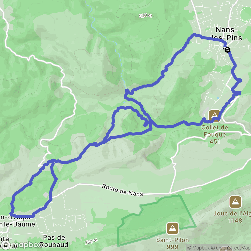 Nans-les-Pins : carte du parcours de randonnée - France