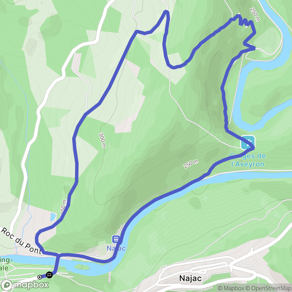 Najac : carte du parcours de randonnée - France
