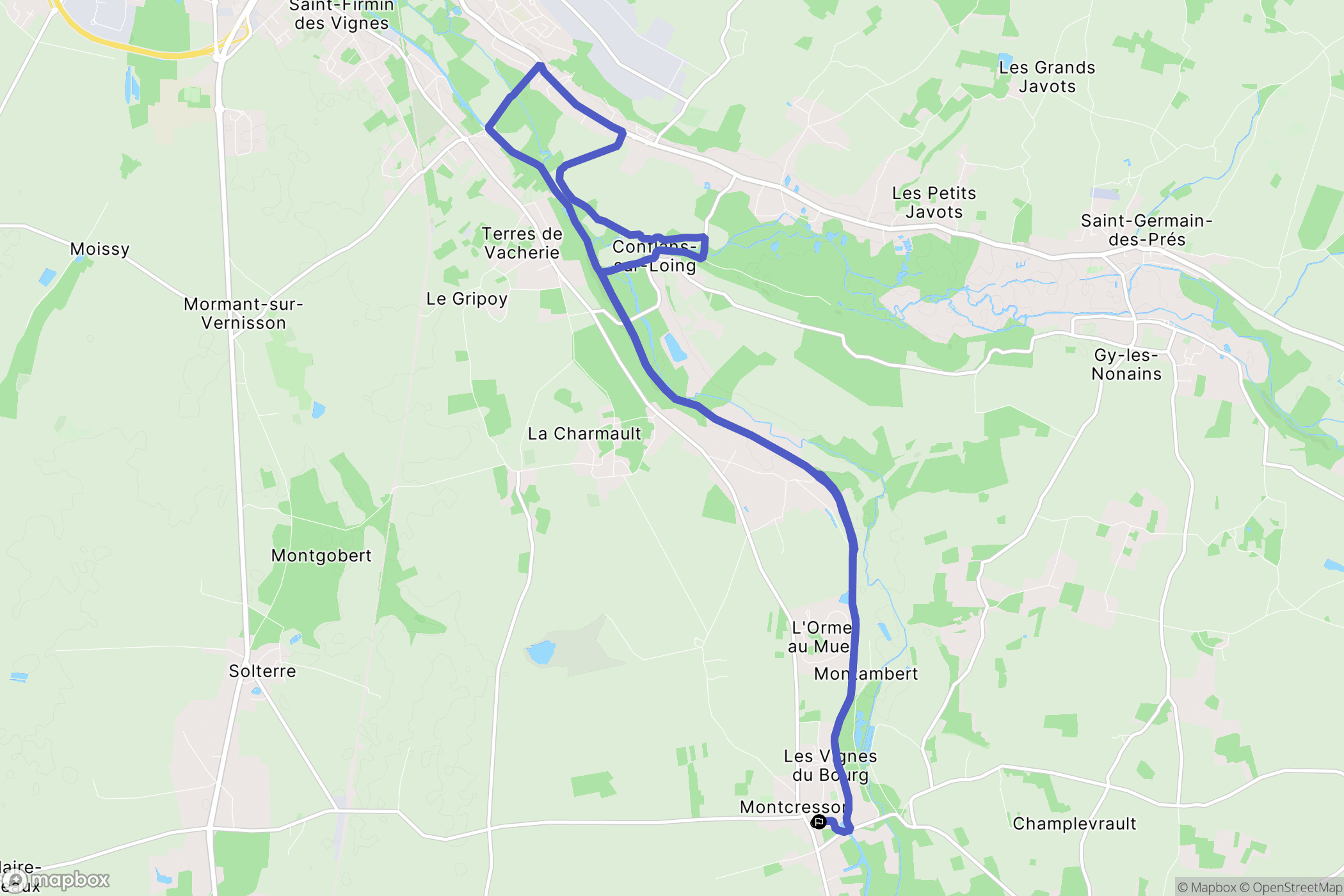 Montcresson : carte du parcours de randonnée - France