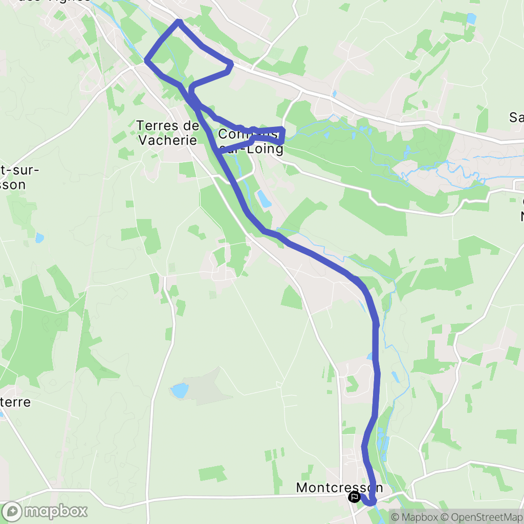 Montcresson : carte du parcours de randonnée - France