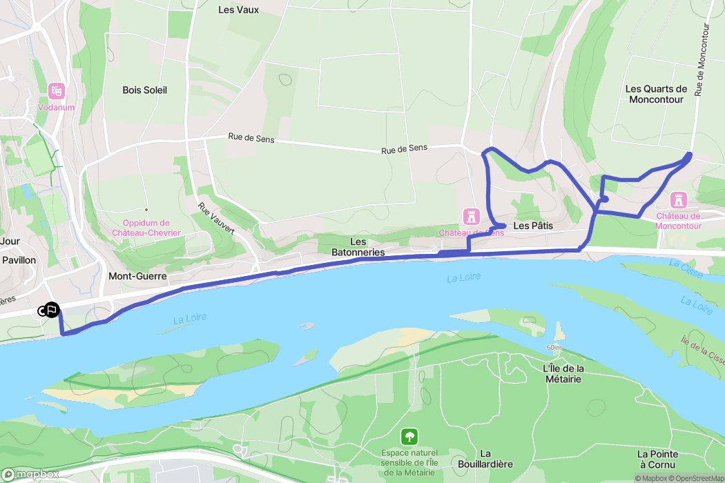 Rochecorbon : carte du parcours de randonnée - France