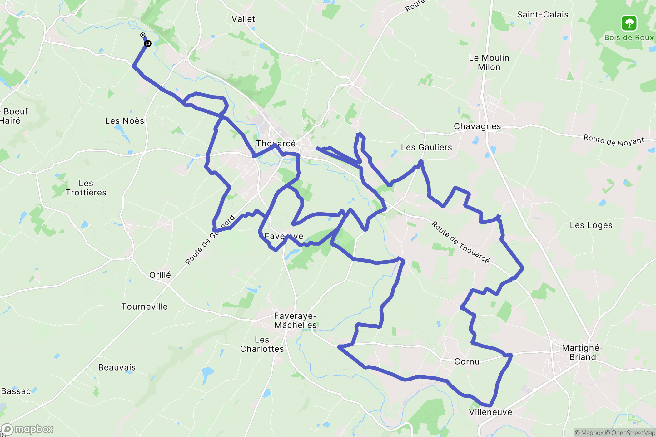 Bellevigne-en-Layon : carte du parcours de randonnée - France