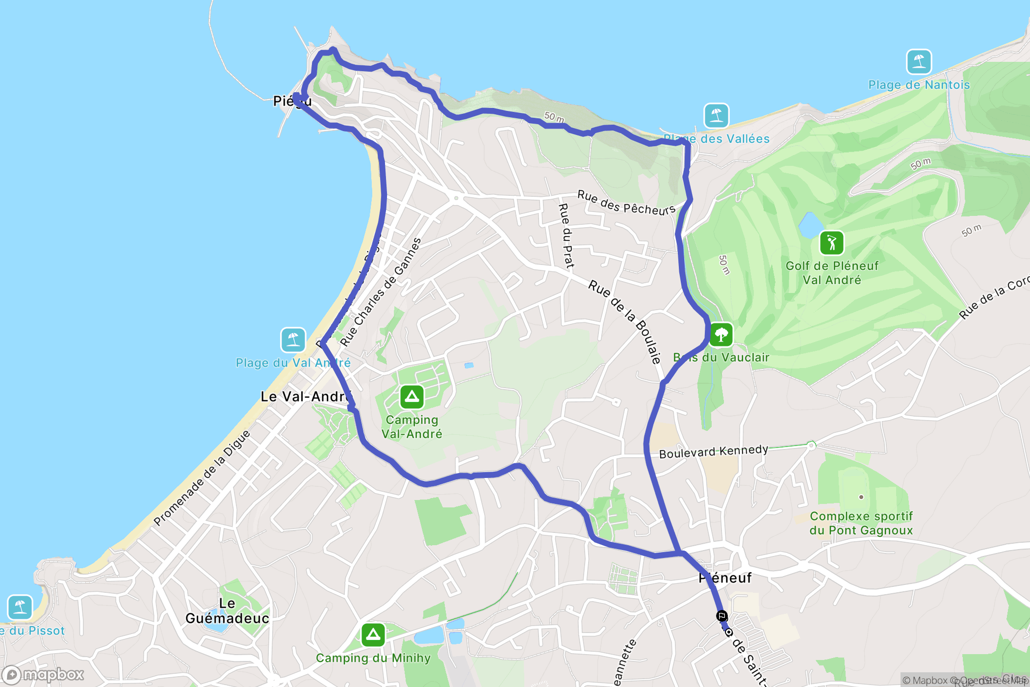 Pléneuf-Val-André : carte du parcours de randonnée - France