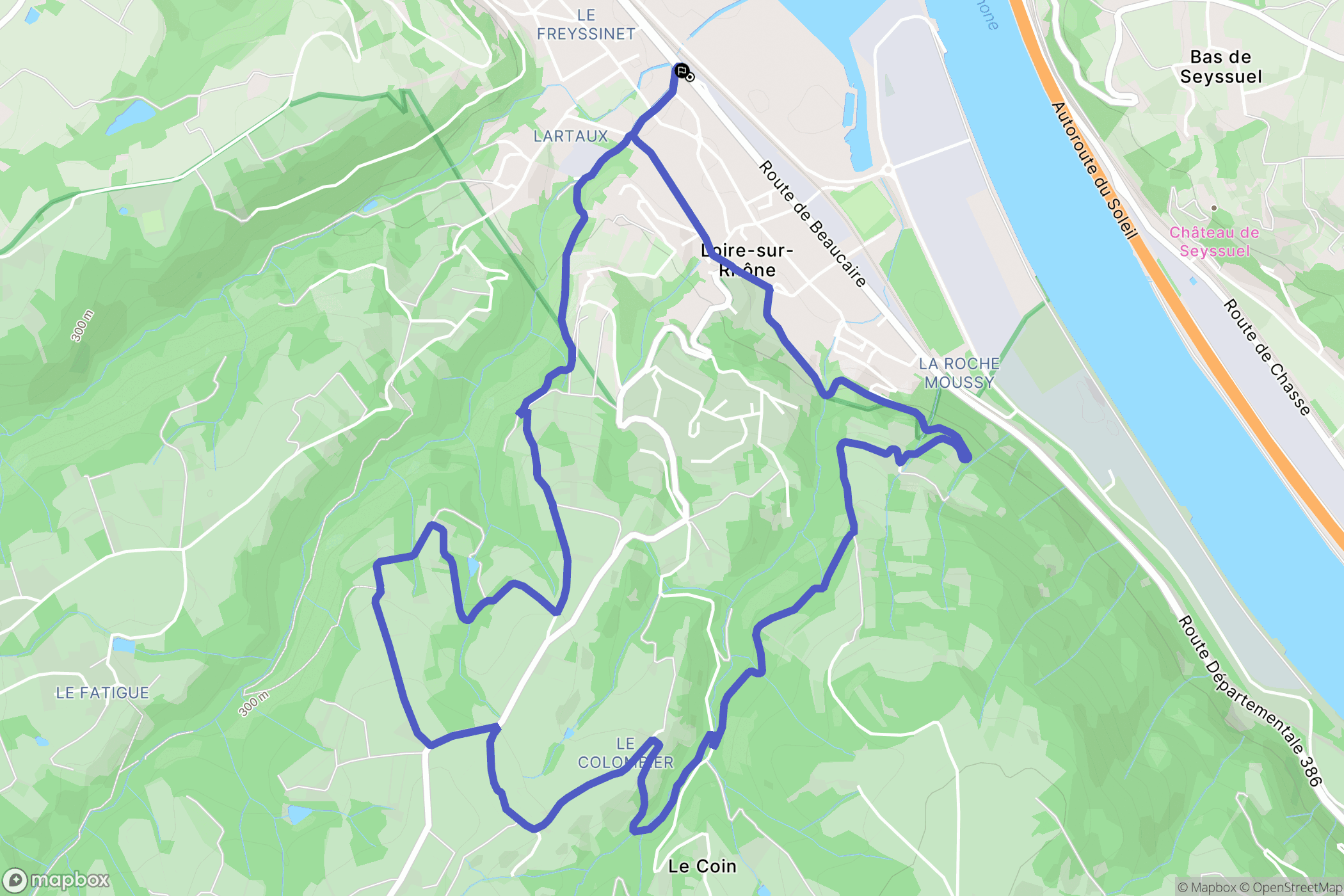 Loire-sur-Rhône : carte du parcours de randonnée - France