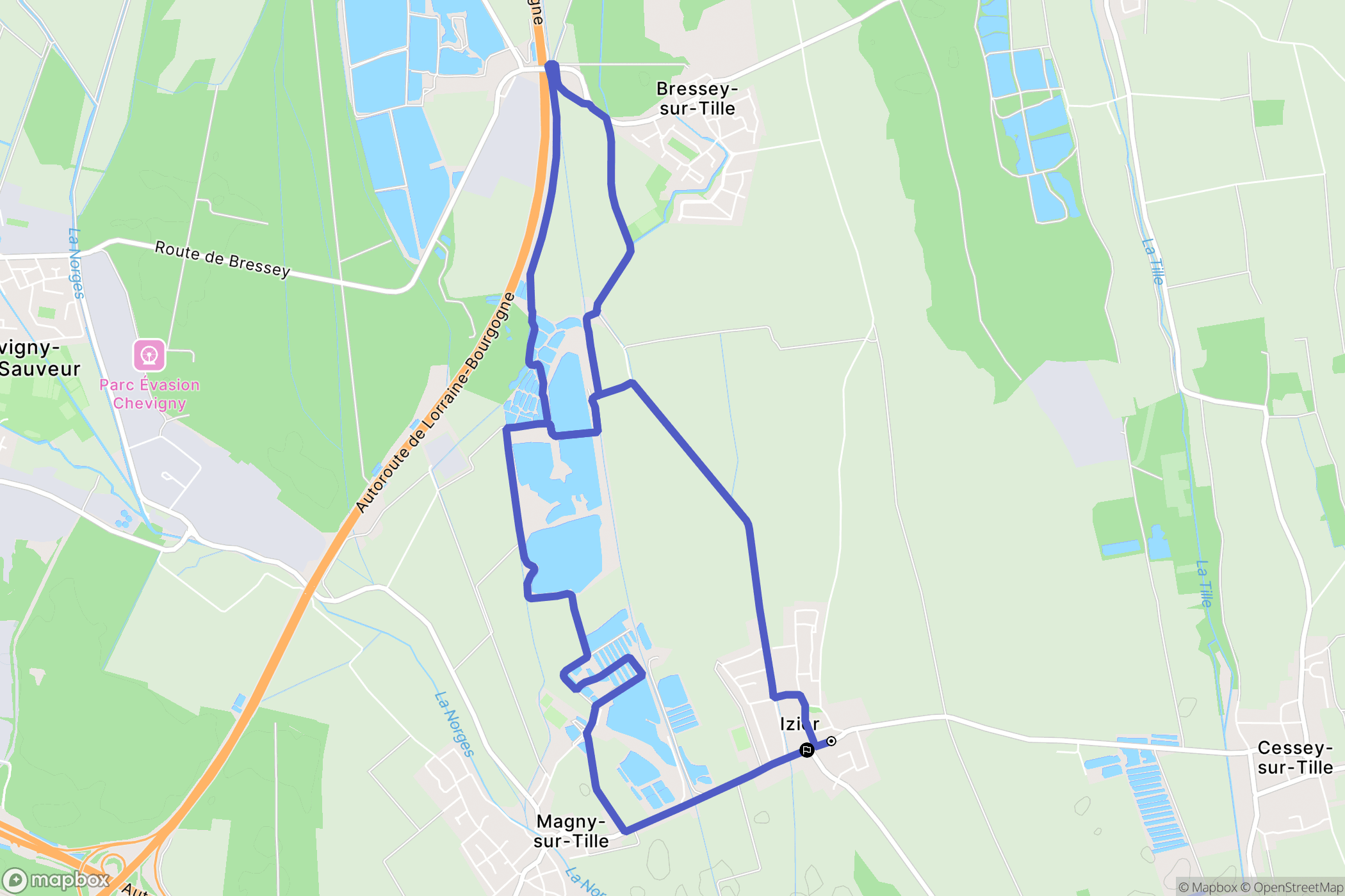 Izier : carte du parcours de randonnée - France