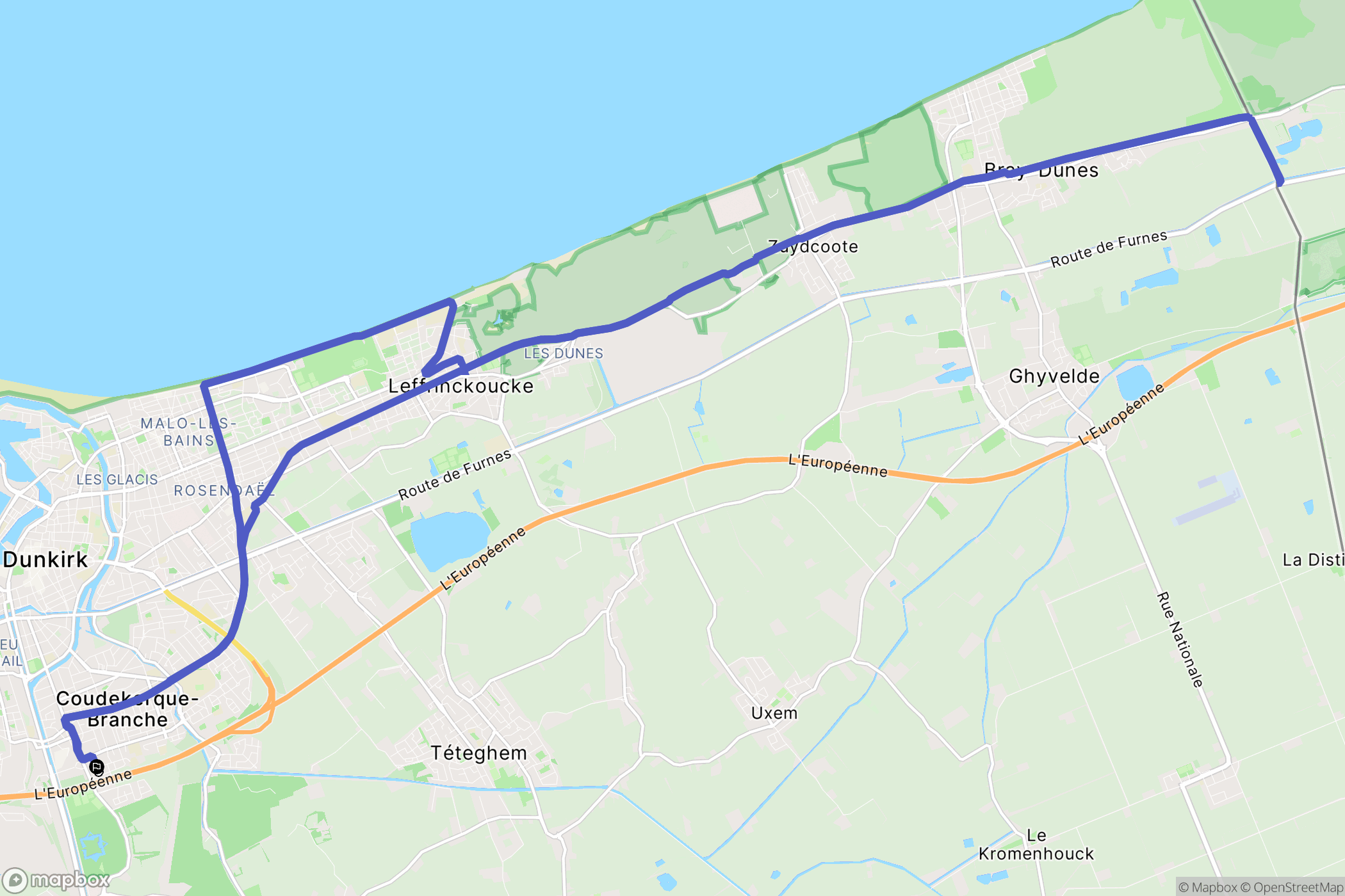 Coudekerque-Branche : carte du parcours de randonnée - France