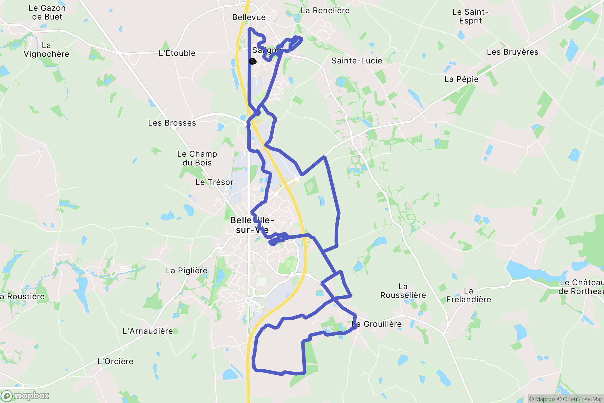 Bellevigny : carte du parcours de randonnée - France
