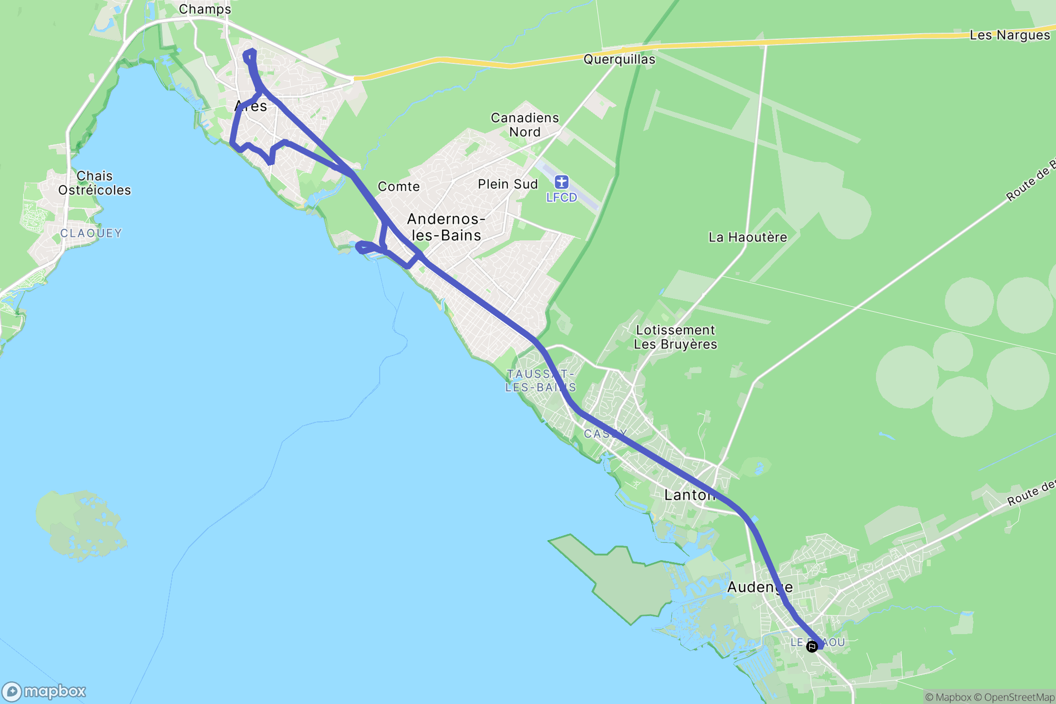 Audenge : carte du parcours de randonnée - France