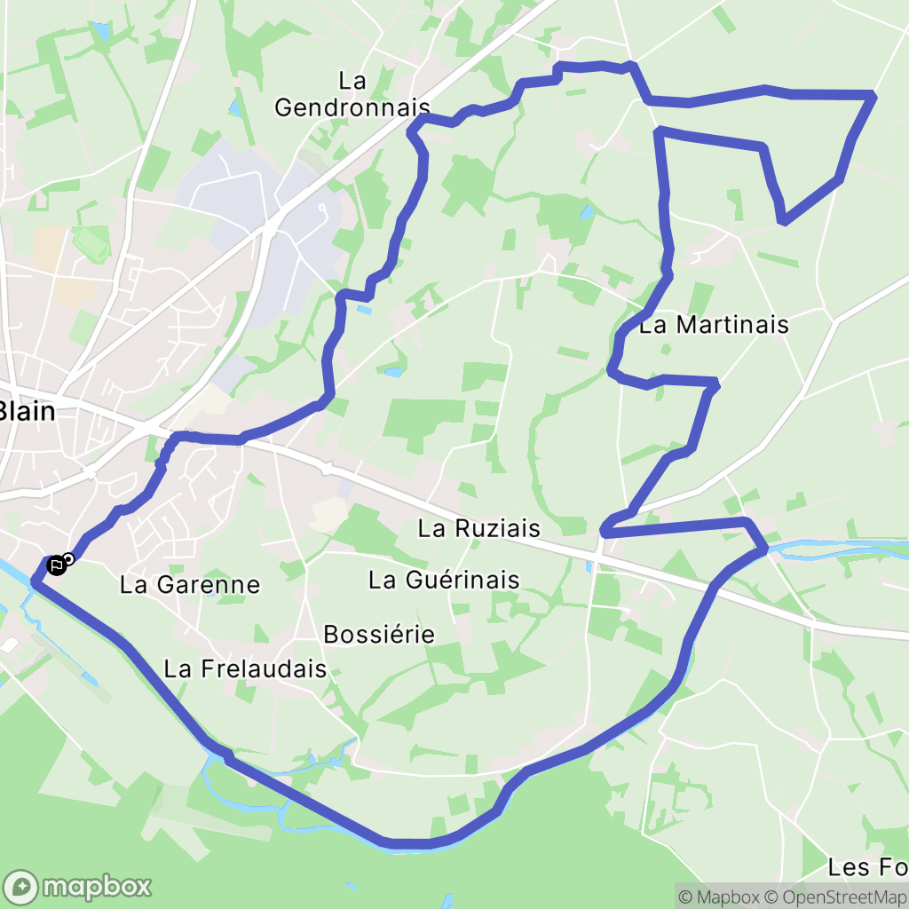 Blain : carte du parcours de randonnée - France