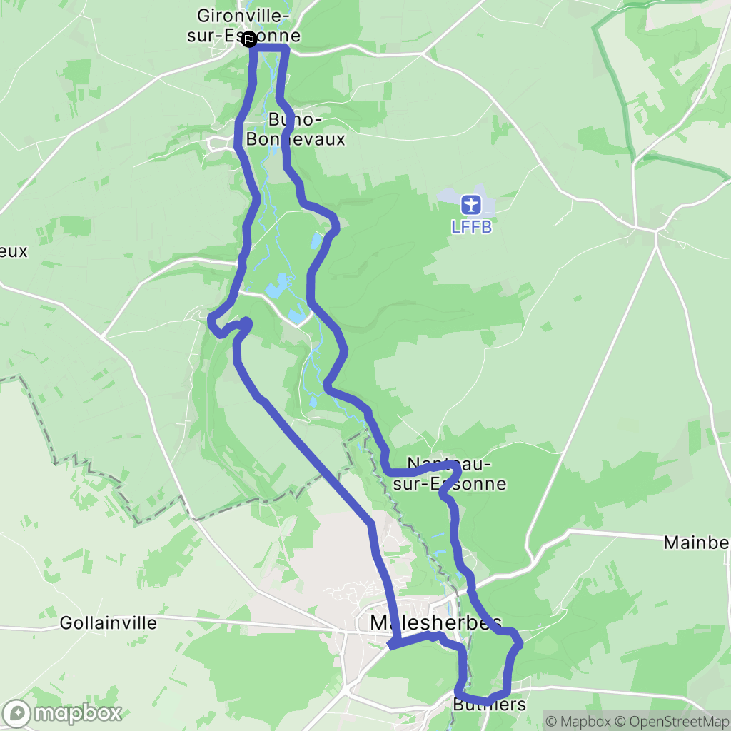 Gironville-sur-Essonne : carte du parcours de randonnée - France