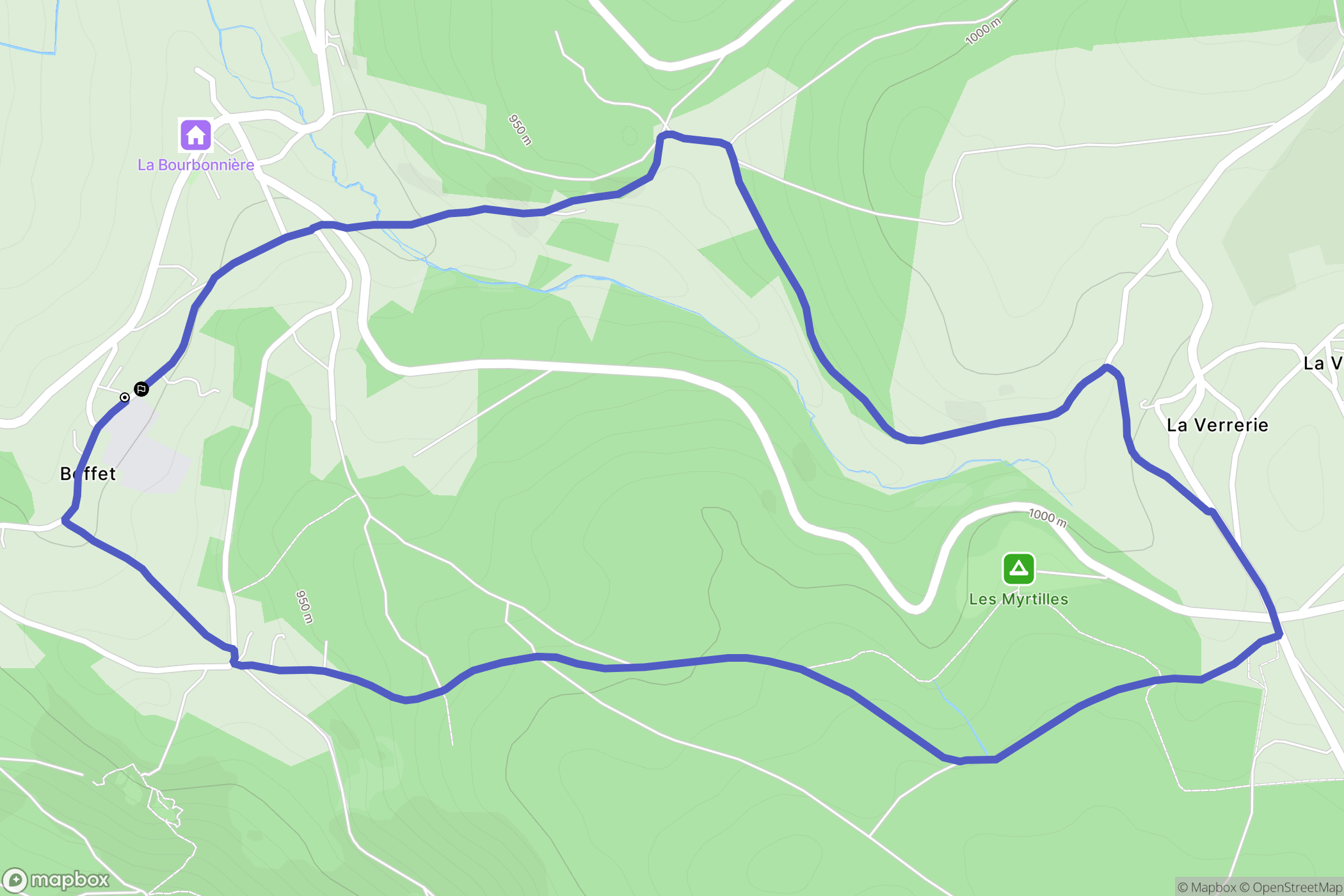 Saint-Nicolas-des-Biefs : carte du parcours de randonnée - France