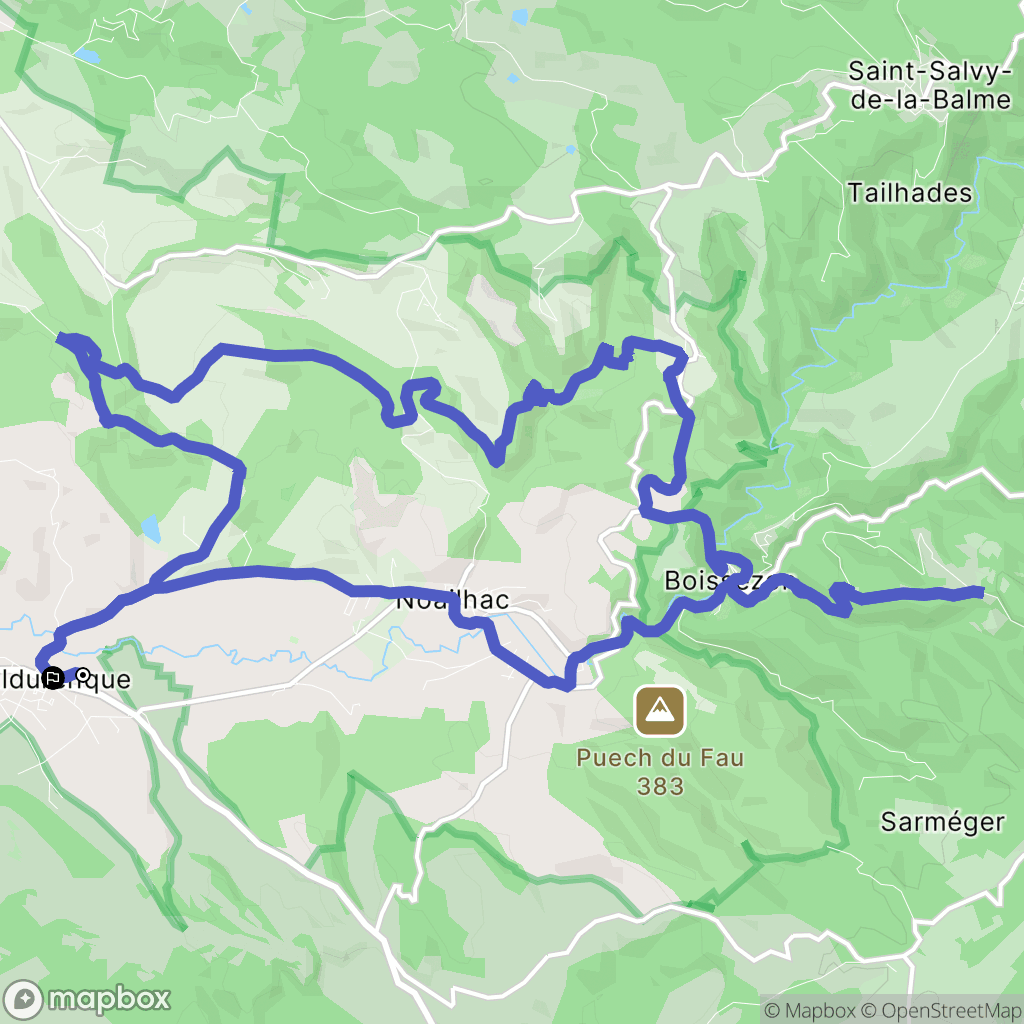 Valdurenque : carte du parcours de randonnée - France