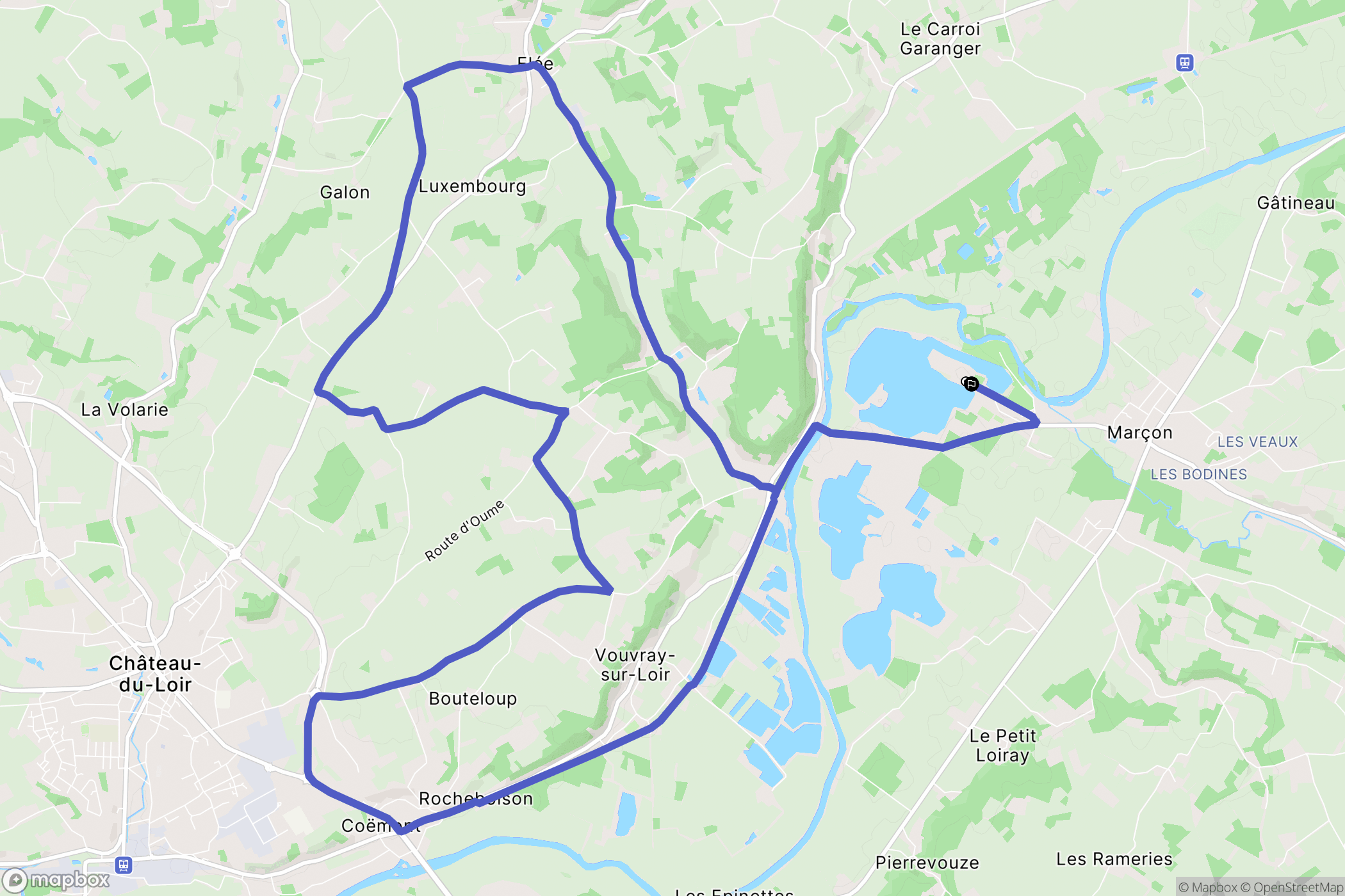 Marçon : carte du parcours de randonnée - France