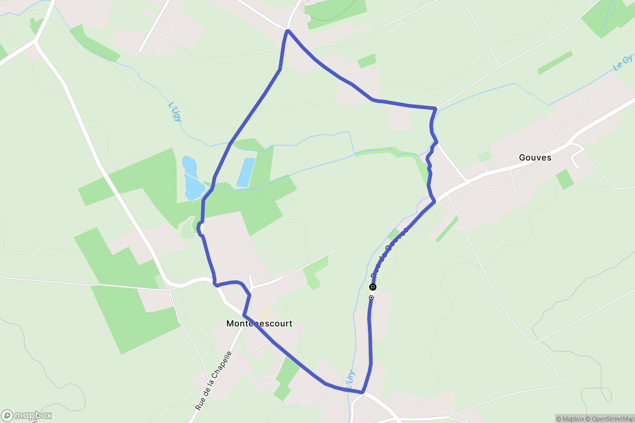 Montenescourt : carte du parcours de randonnée - France