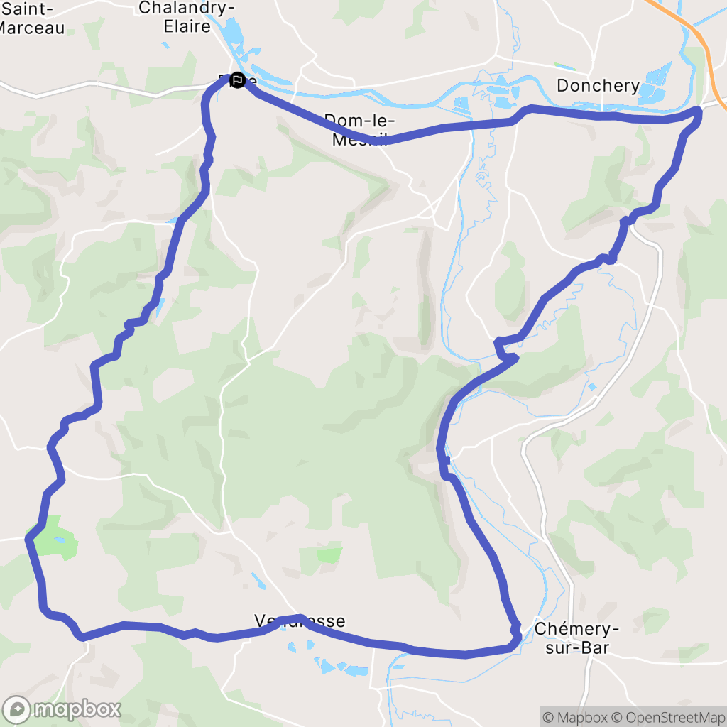 Flize : carte du parcours de randonnée - France