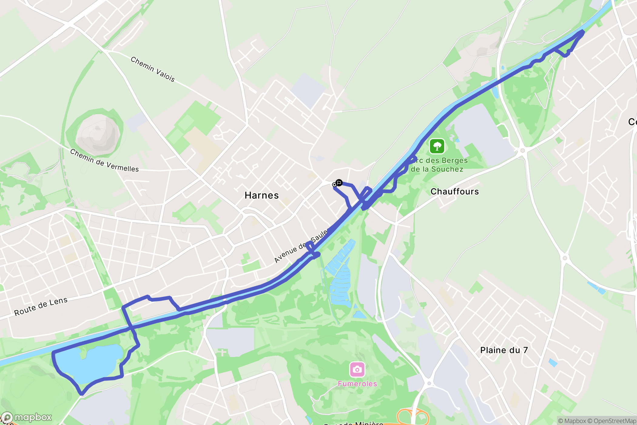 Harnes : carte du parcours de randonnée - France