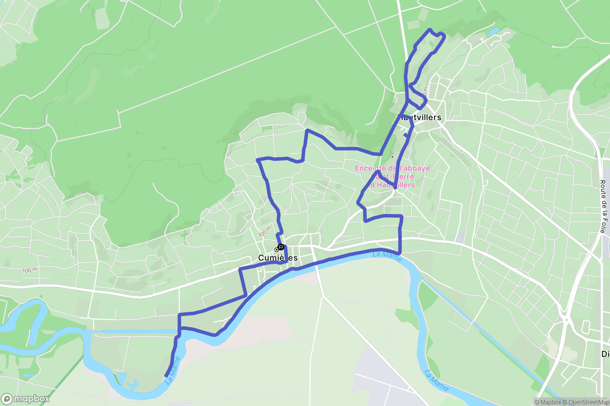 Cumières : carte du parcours de randonnée - France