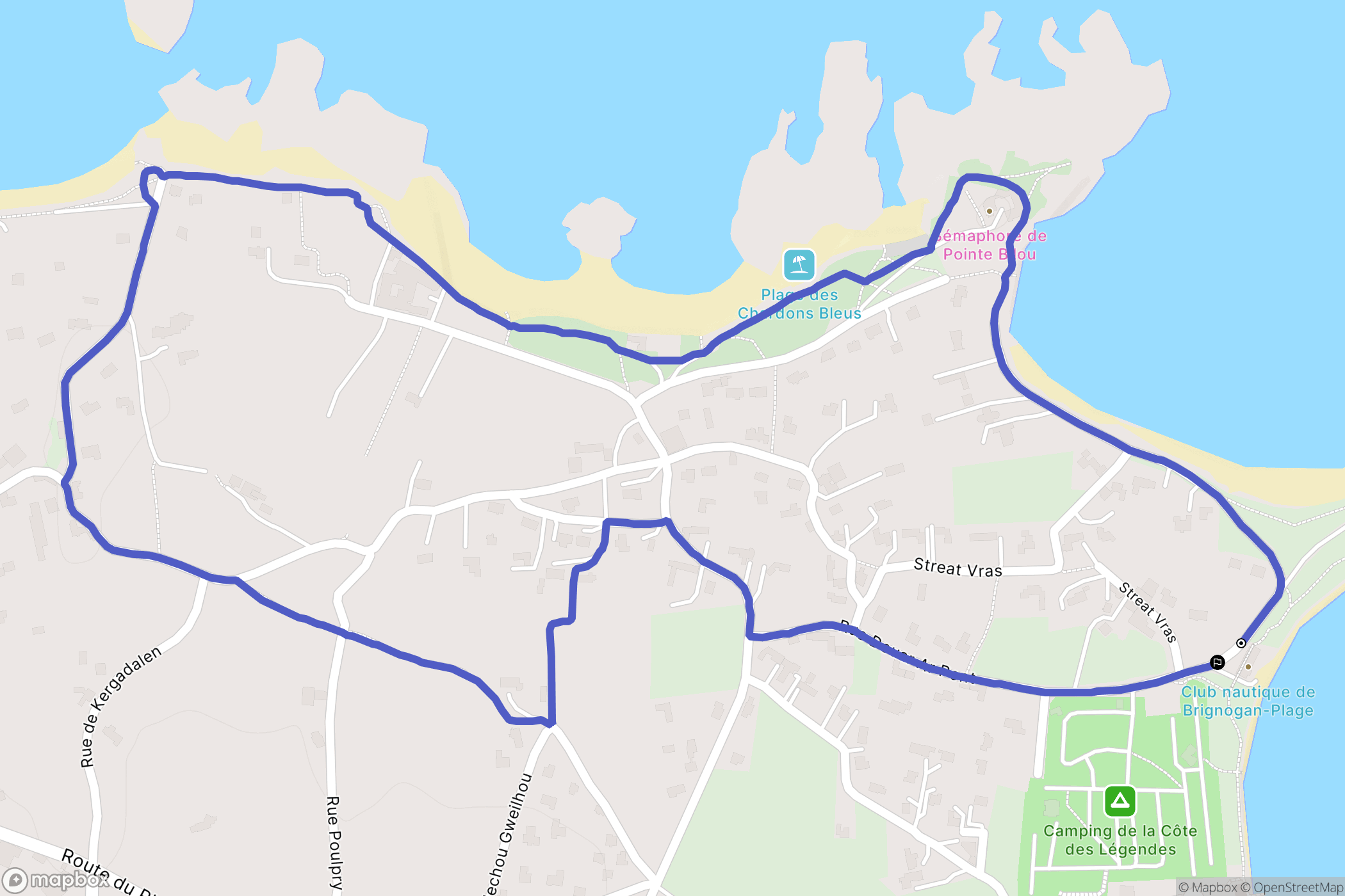 Plounéour-Brignogan-plages : carte du parcours de randonnée - France