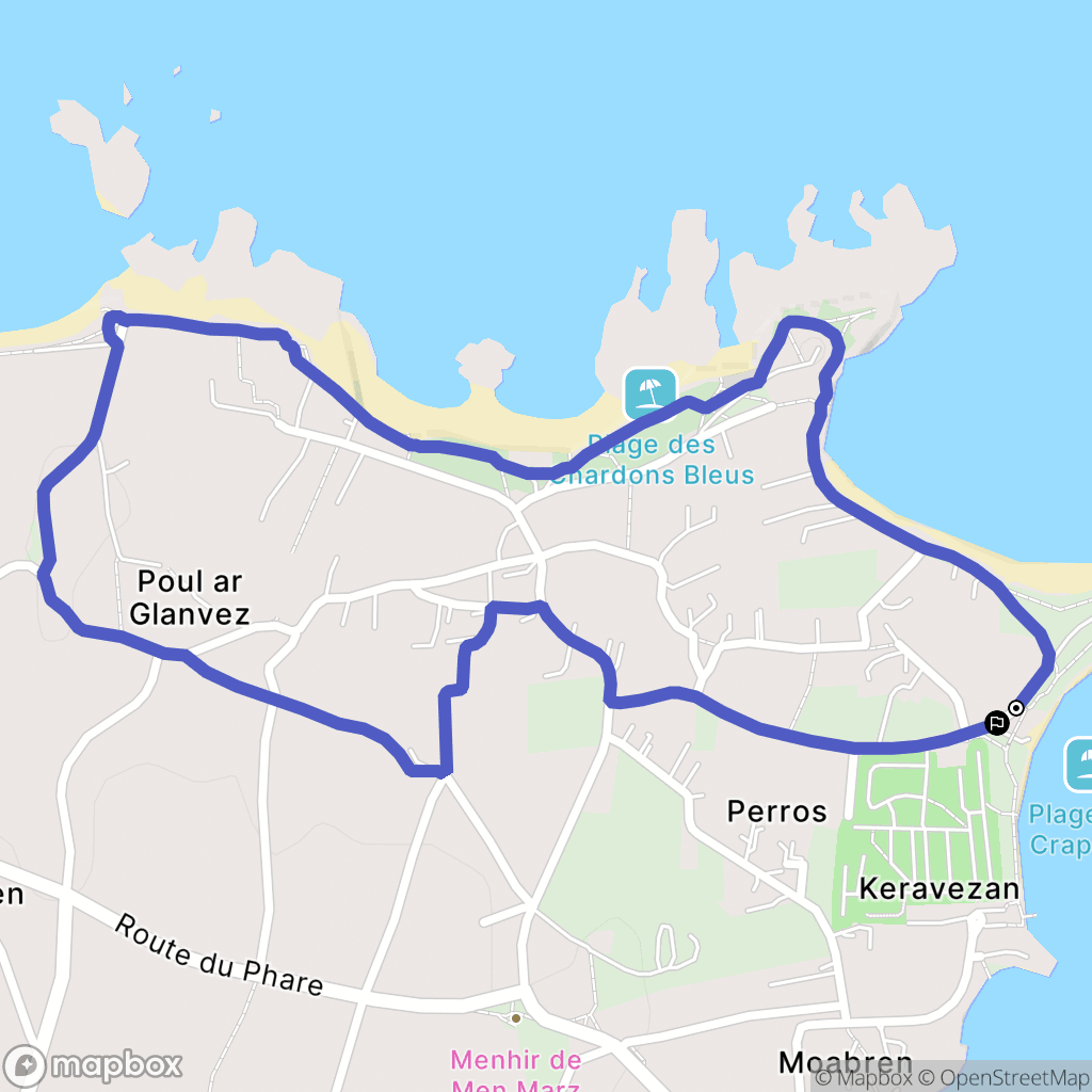 Plounéour-Brignogan-plages : carte du parcours de randonnée - France