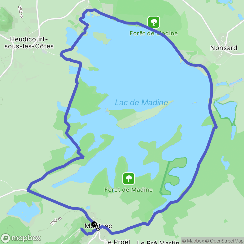 Montsec : carte du parcours de randonnée - France