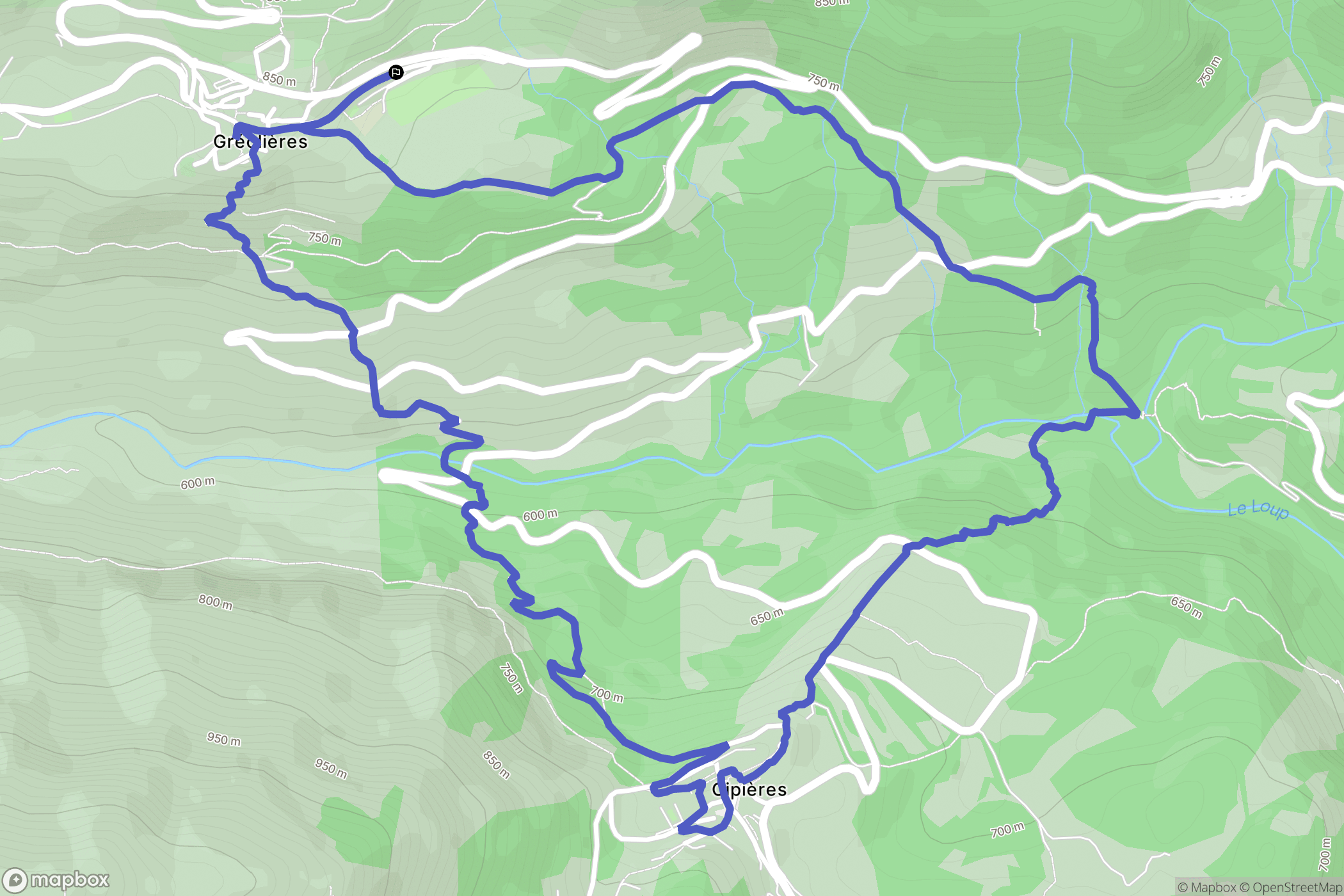 Gréolières : carte du parcours de randonnée - France