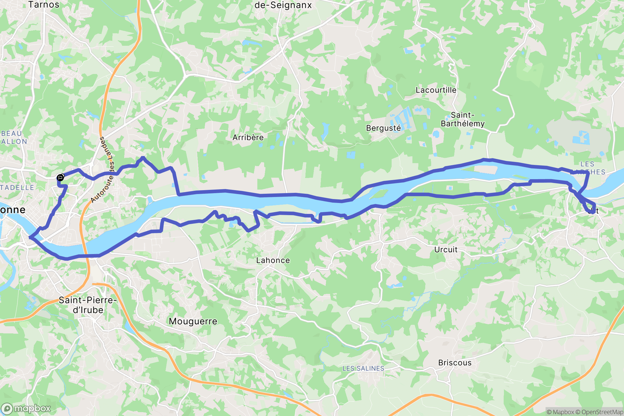 Bayonne : carte du parcours de randonnée - France